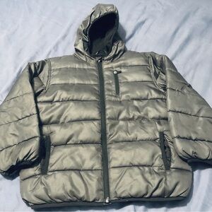 Old Navy Hooded Winter Puffer Coat Full Zip Size S (6/7) Grey/Black